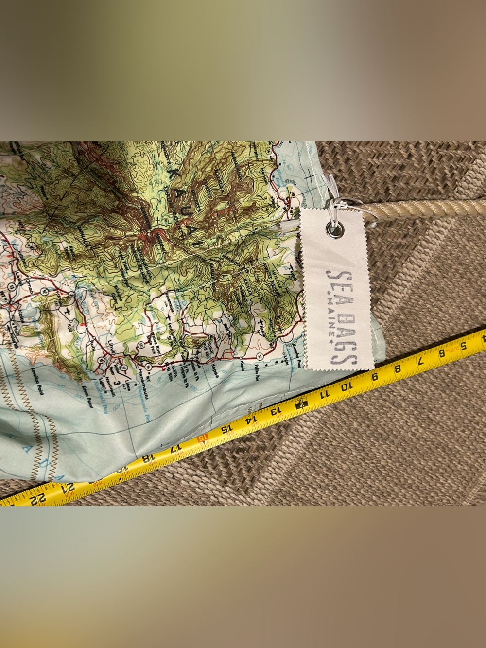 Sea Bags Maine Light Blue Kauai Map-Print Tote with Rope Handles - Picture 2 of 7